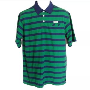 O'Neill Green and Blue Striped Collard Polo Shirt Size Men's Large